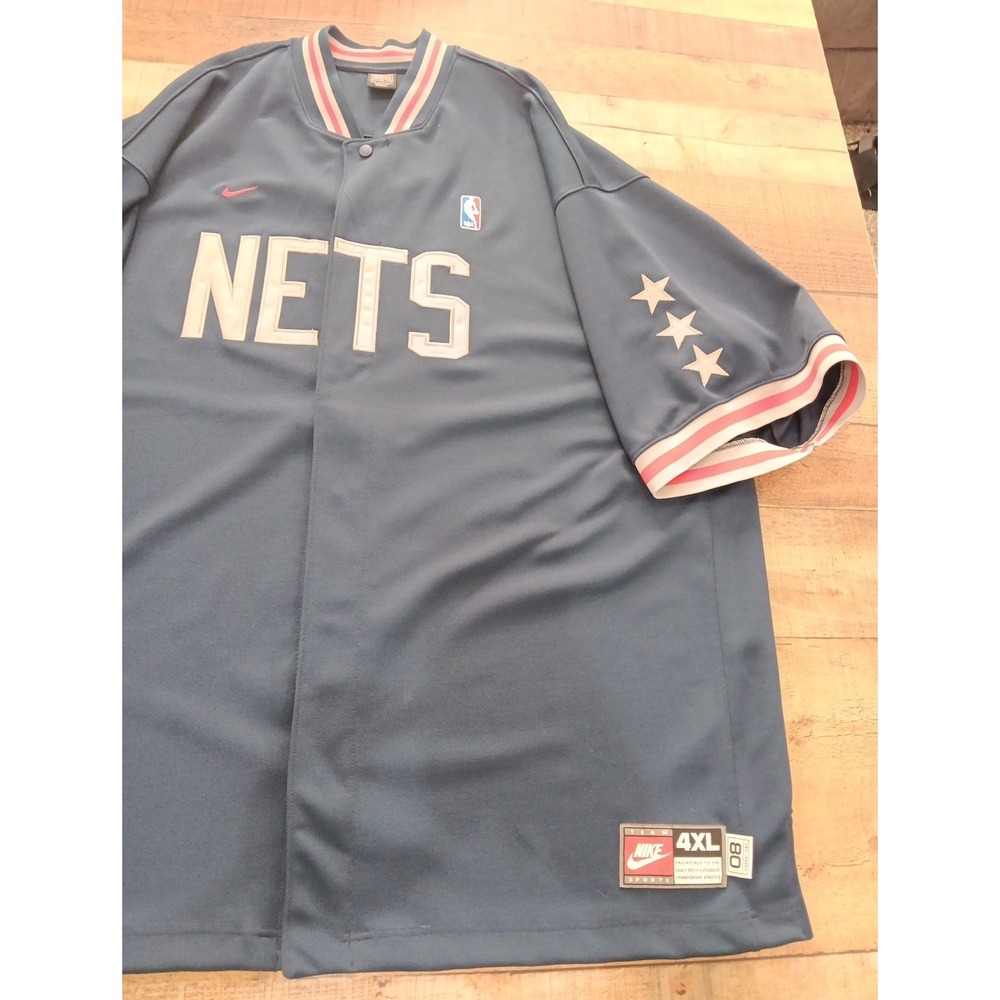 Nike Team Sports NETS Button‎ Up Jersey Sz 4XL Rare Limited 2597